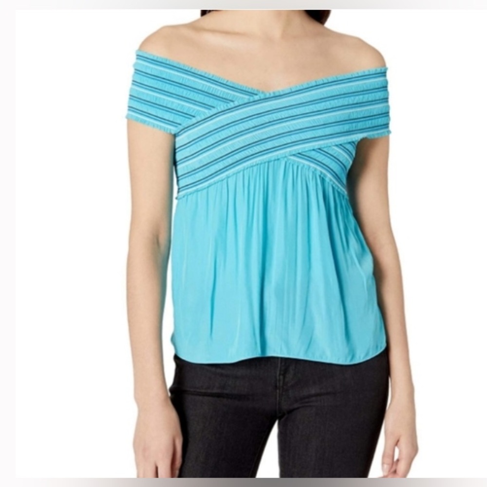 NWT Ramy Brook Charley Smocked Top Blue XS